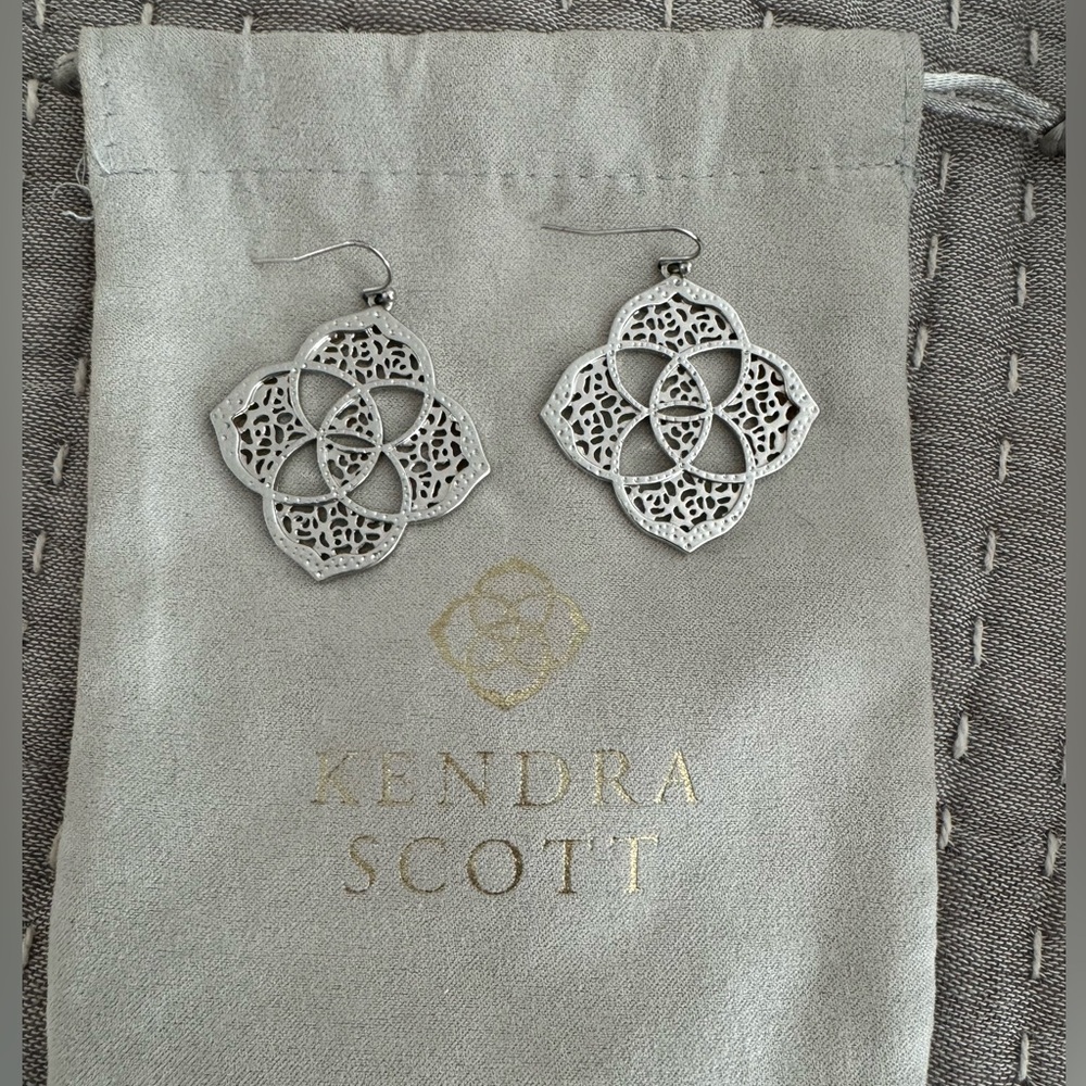 Kendra Scott Silver Logo Dangle Earrings